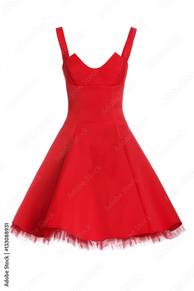 Wall mural Red dress  isolated on white background.