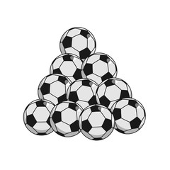 Pile Soccer ball isolated. Lot of Football balls for games