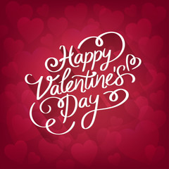 Lovely red background full of hearts with the text: 