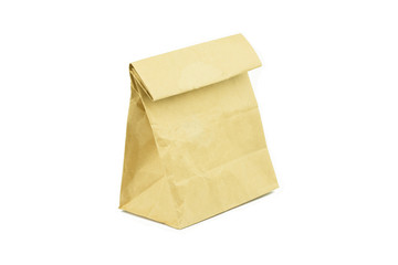 recycle brown paper bag isolated on white