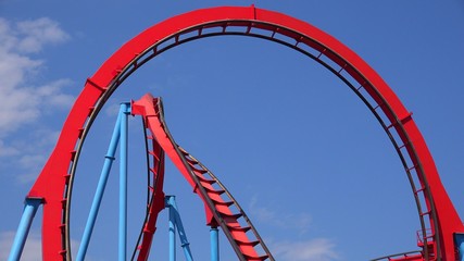 Roller Coasters At Amusement Park