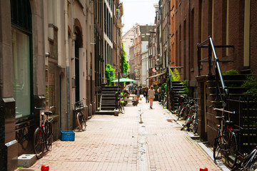 Bicycles on old Amsterdam street