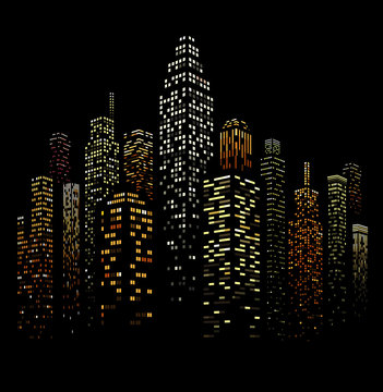 Vector Urban Cityscape Silhouette Illustration