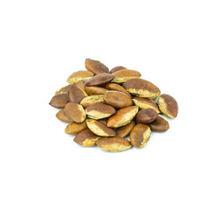 Roasted kayu seeds on white background (Irvingia malayana benn)
