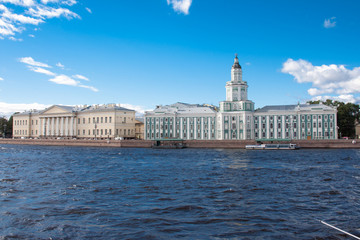 Fototapeta premium View of Cabinet of curiosities in cloudy summer day. St. Petersburg
