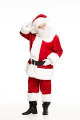 Santa Claus posing and gesturing