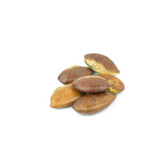 Roasted kayu seeds on white background (Irvingia malayana benn)