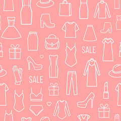 Vector seamless pattern of  ladieswear and accessories