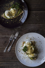 Avocado and poached eggs breakfast