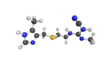 3d structure of Cimetidine, a histamine H2 receptor antagonist t