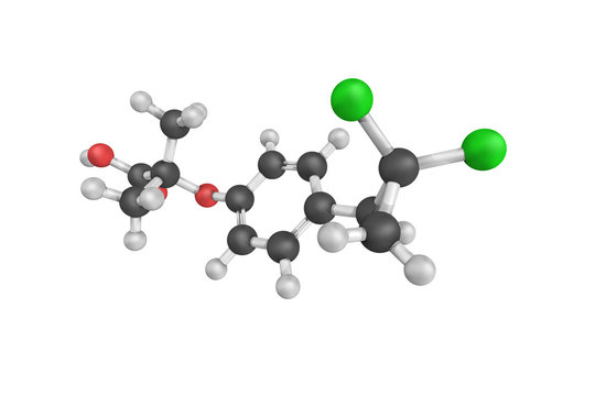 3d structure of Ciprofibrate, a fibrate that was developed as a