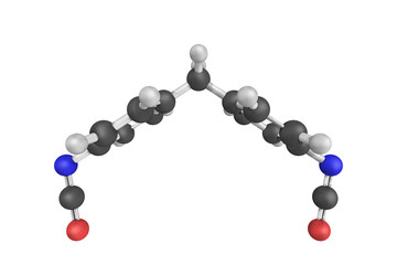 3d structure of Methylene diphenyl diisocyanate, most often abbr