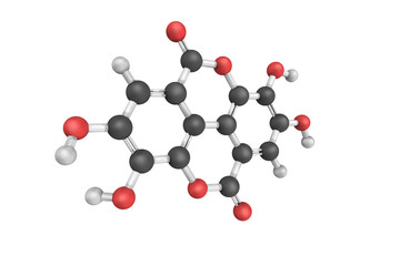 3d structure of Ellagic acid, a natural phenol antioxidant found