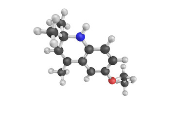 3d structure of Ethoxyquin, a quinoline-based antioxidant used a