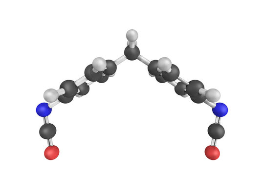 3d structure of Methylene diphenyl diisocyanate, most often abbr