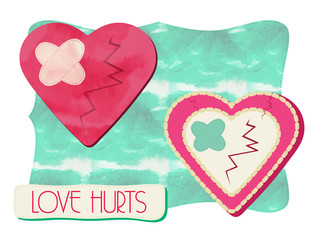 Love hurts – Broken heart, vector 