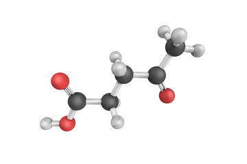 3d structure of Levulinic acid, an organic compound. It is class