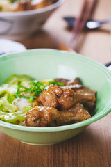 stewed chicken thigh noodle ,thai food