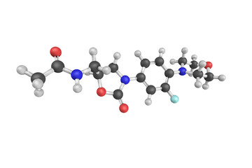 3d structure of Linezolid is an antibiotic used for the treatmen