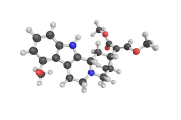 3d structure of Mitragynine, an indole-based opioid and the most