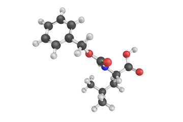 3d structure of N-Cbz-L-Leucine, a viscous liquid of yellow colo