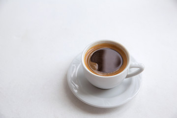 Cup of coffee, americano, espresso, white space, background, selective focus