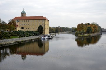 Fototapeta premium Architecture from Podebrady castle and cloudy sky