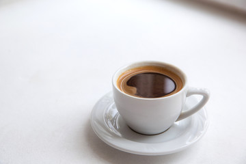 Cup of coffee, americano, espresso, white space, background, selective focus