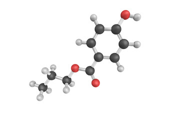 3d structure of Propylparaben, an n-propyl ester of p-hydroxyben