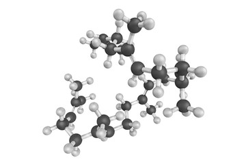 3d structure of Squalene, a hydrocarbon and a triterpene. Anatur