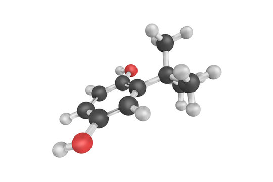 3d structure of tert-Butylhydroquinone (TBHQ), an aromatic organ