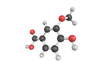 3d structure of Vanillic acid, a dihydroxybenzoic acid derivativ