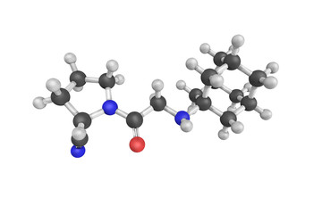 3d structure of Vildagliptin, an oral anti-hyperglycemic agent (