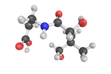3d structure of Vitamin B5, also called Pantothenic acid, a wate