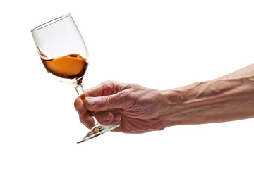 Pink wine swirled in glass ( clipping path )