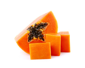 sliced papaya isolated on a white background