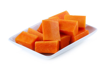 sliced papaya isolated on a white background