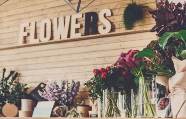 Photo sur Plexiglas Fleuriste Intérieur du magasin de fleurs, petite entreprise du studio de design floral