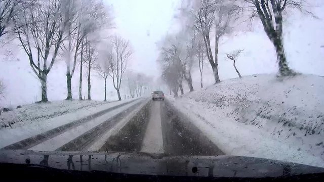 driving a car in heavy snow