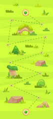 Cartoon game map for casual games. Graphic user interface, vector illustration.