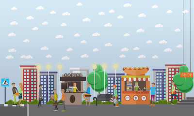 Street traffic concept vector illustration in flat style