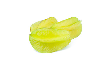Carambola,Averrhoa carambola L,fruit isolated on white