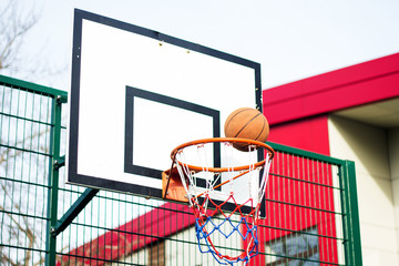 Basketball hoop in a school play area