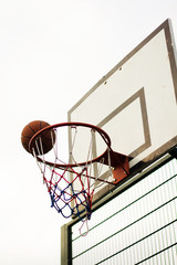 Basketball hoop in a school play area