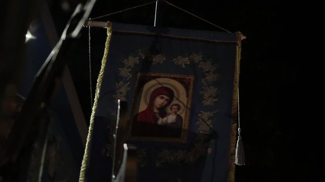 Church banner.The celebration of the feast of Easter