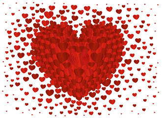 Red heart. Valentine's Day. Greeting card. Vector illustration.