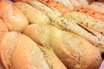 Selective Focus Of Close Up Row Well Arrange Assorted Baguettes