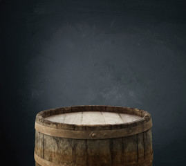 Naklejka na ściany i meble Wooden oak barrel isolated on white background