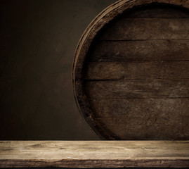 Wooden oak barrel isolated on white background