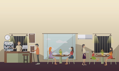 Coffee cafe concept vector illustration in flat style